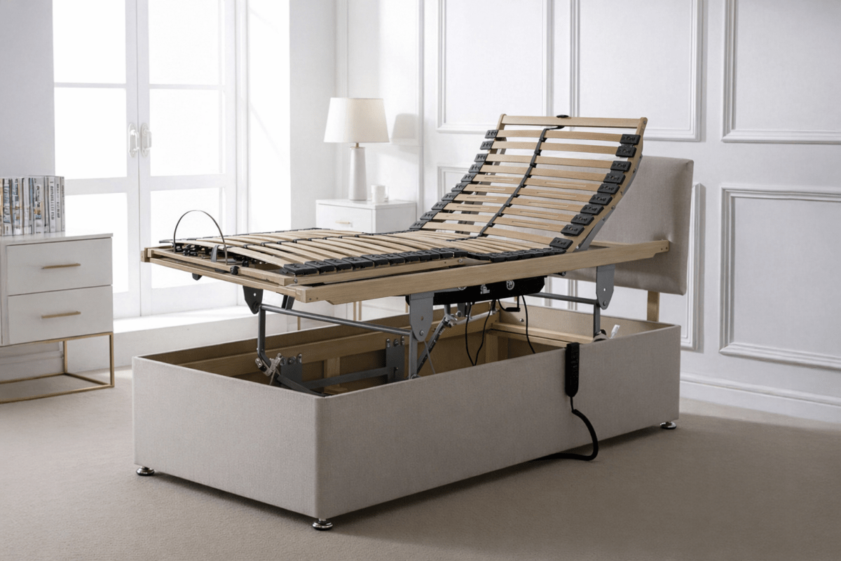 Apollomatic 1000 Pocket Electric Adjustable Lift and Rise Divan Bed Set