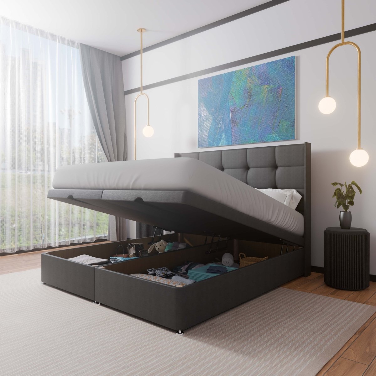 Atlanta Winged End Lift Ottoman Divan Bed