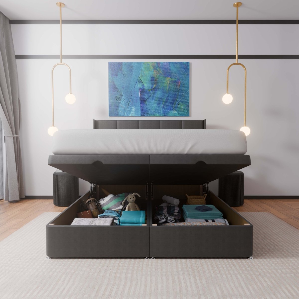 Atlanta Winged End Lift Ottoman Divan Bed