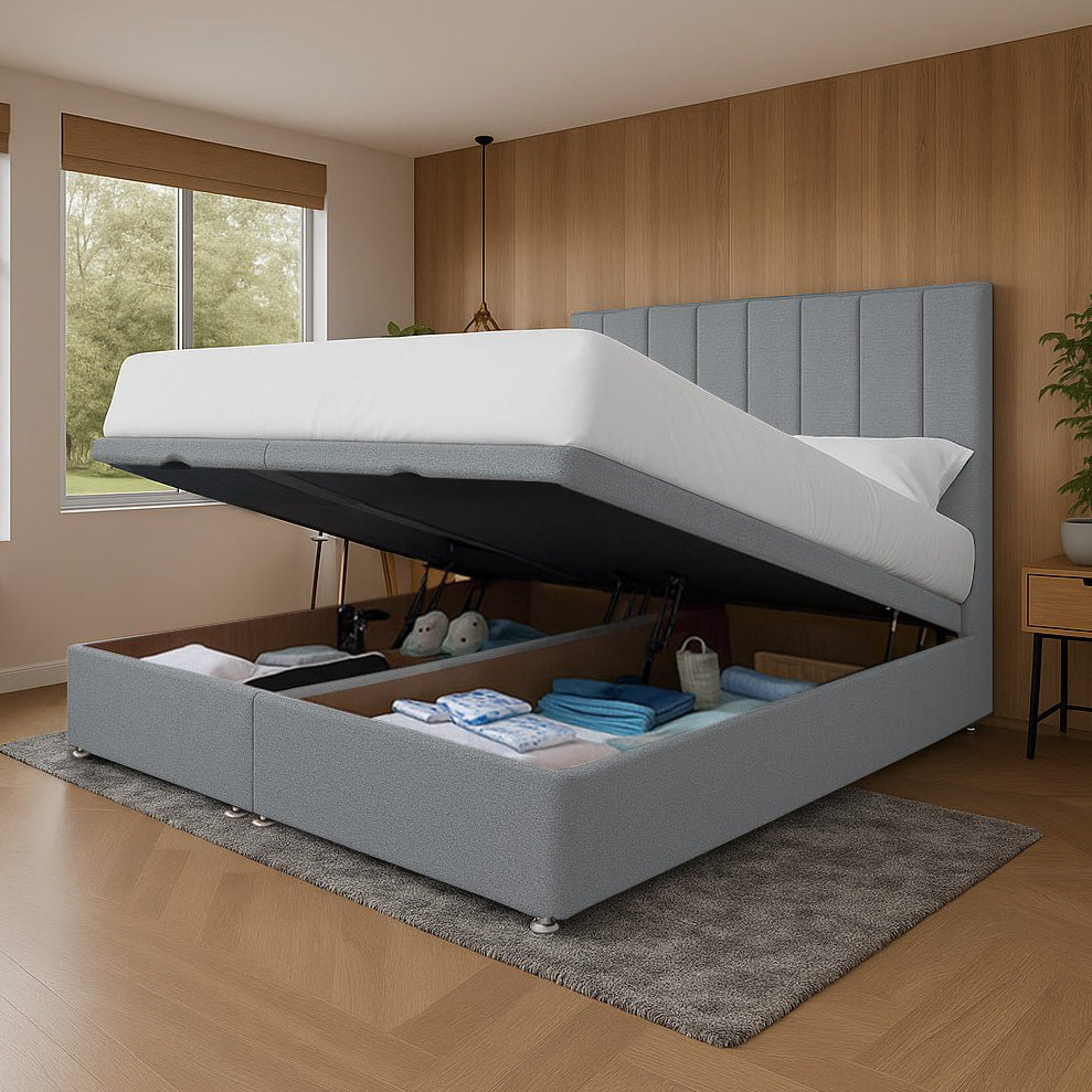 Madrid End Lift Ottoman Storage Divan Bed and Headboard