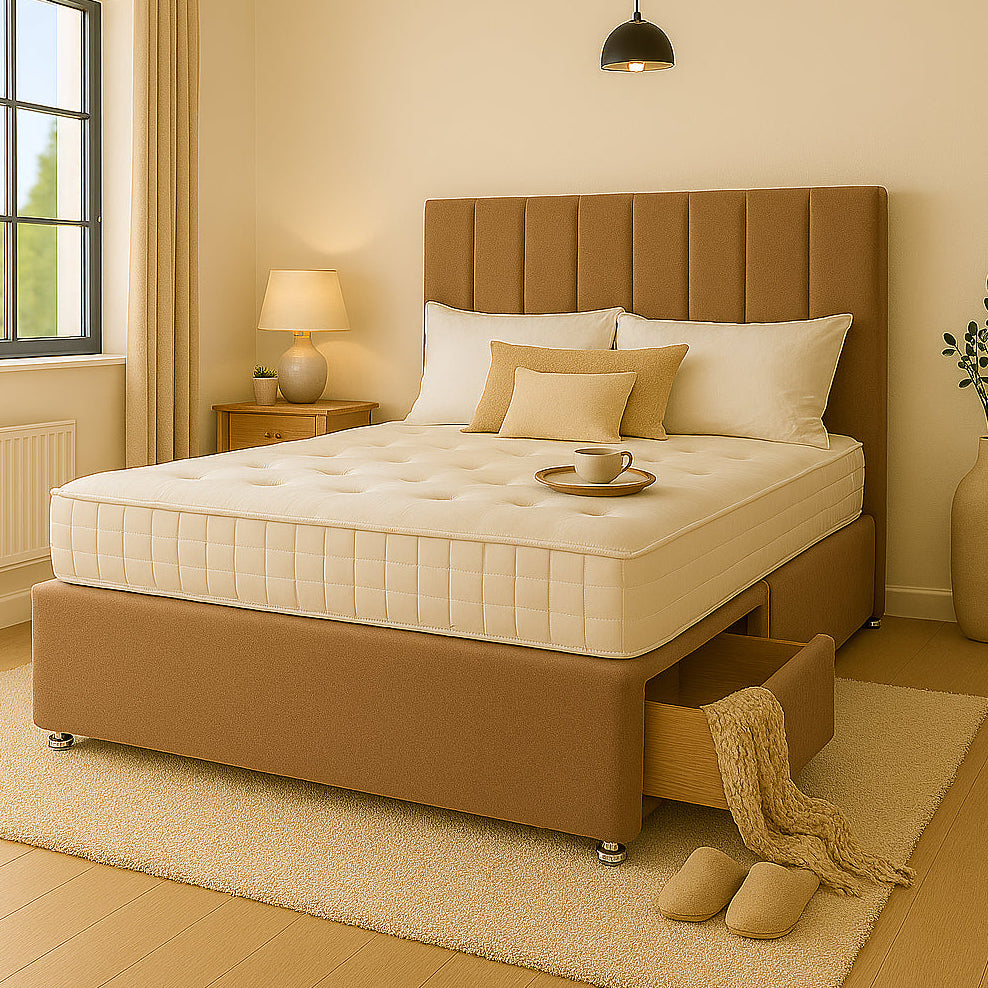 Madrid Divan Bed Base with Floor Standing Headboard