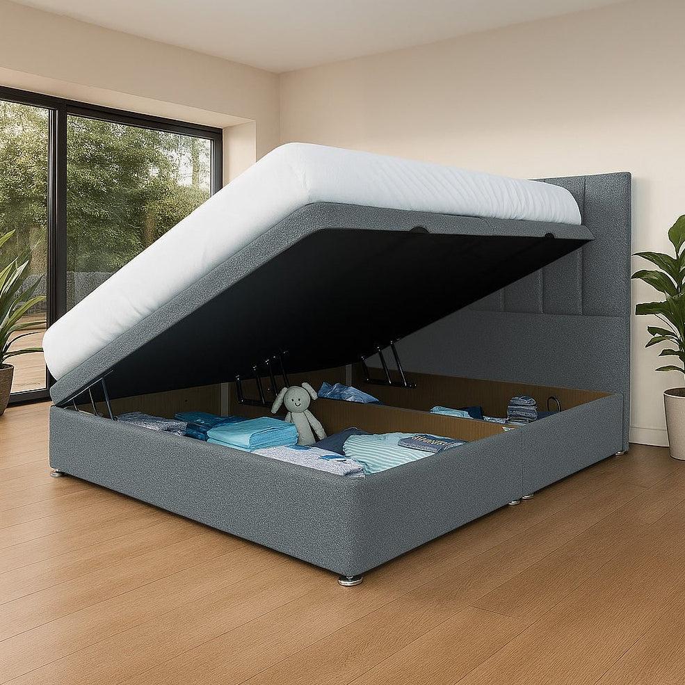 Madrid Side Lift Ottoman Storage Divan Bed and Headboard