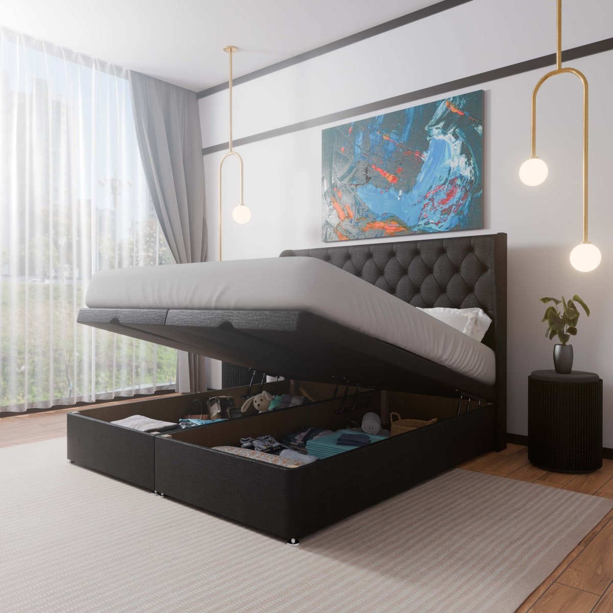 Manhattan Winged End Lift Ottoman Divan Bed