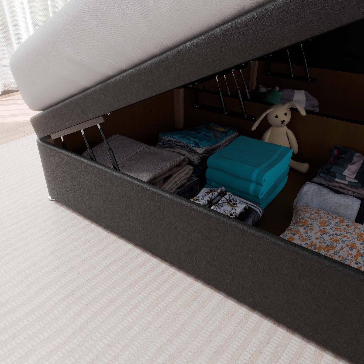 Miami Side Lift Ottoman Storage Divan Bed and Headboard