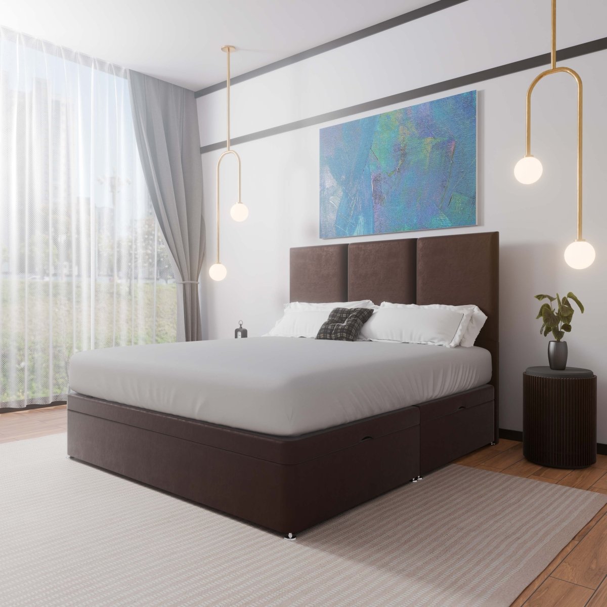 Monaco Side Lift Ottoman Storage Divan Bed and Headboard