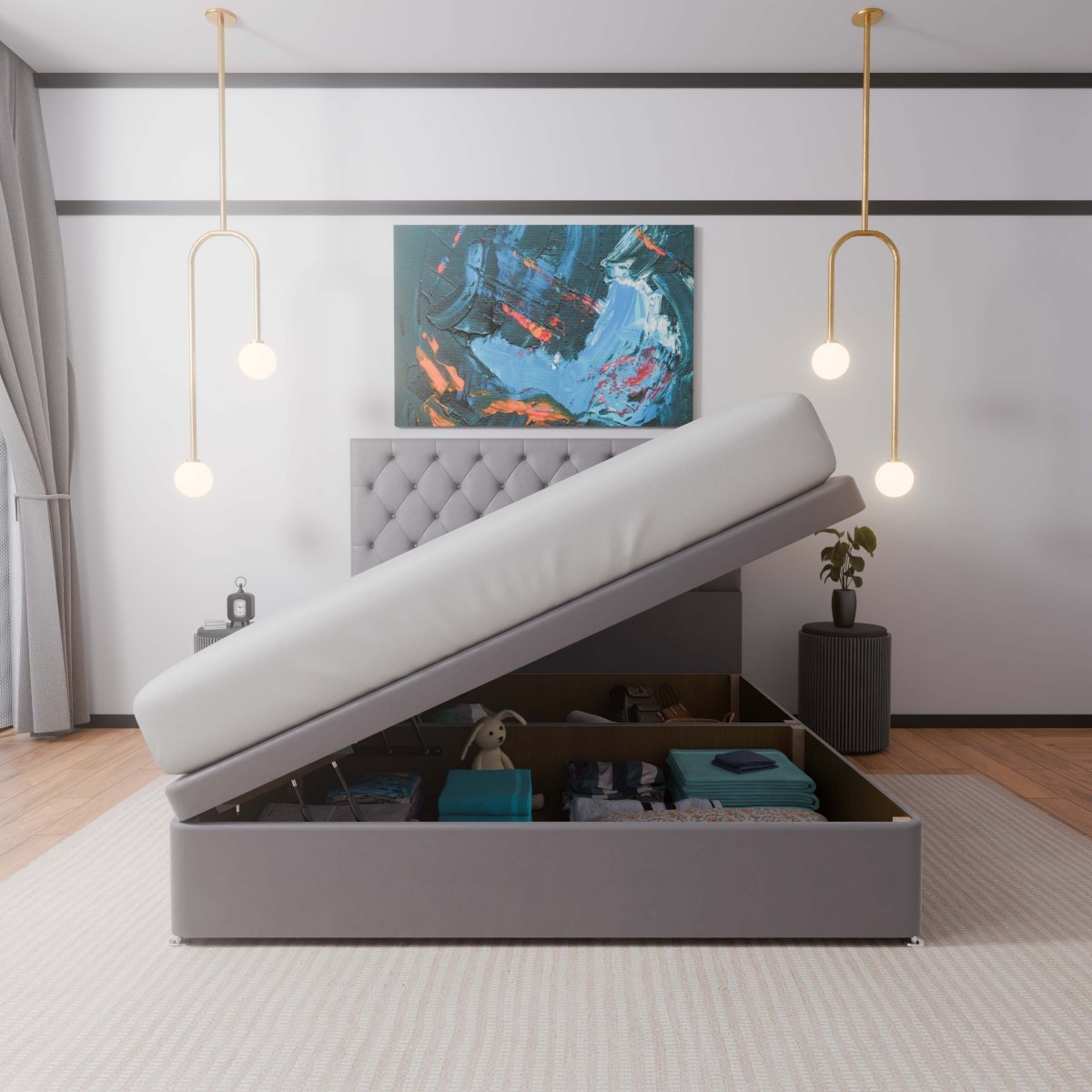 New York Side Lift Ottoman Divan Bed