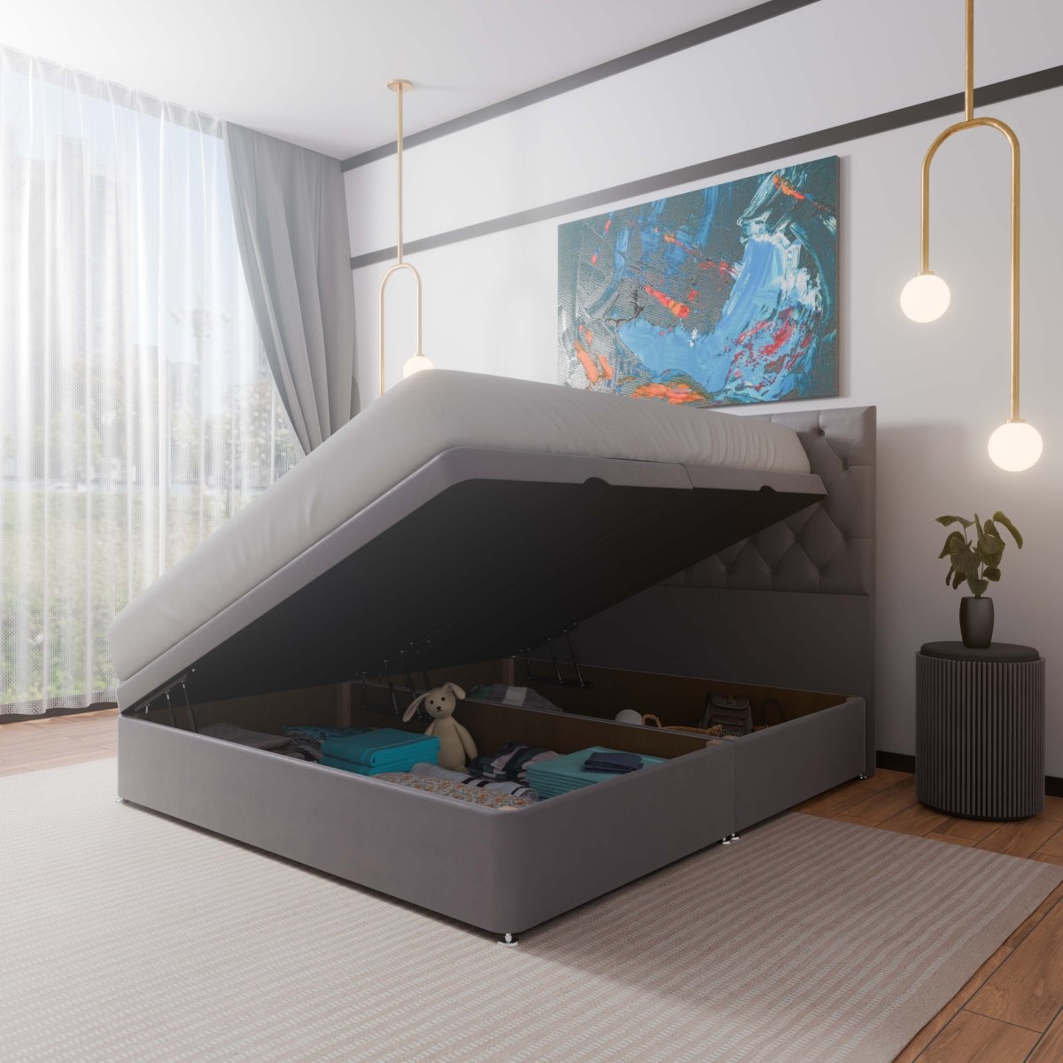 New York Side Lift Ottoman Divan Bed