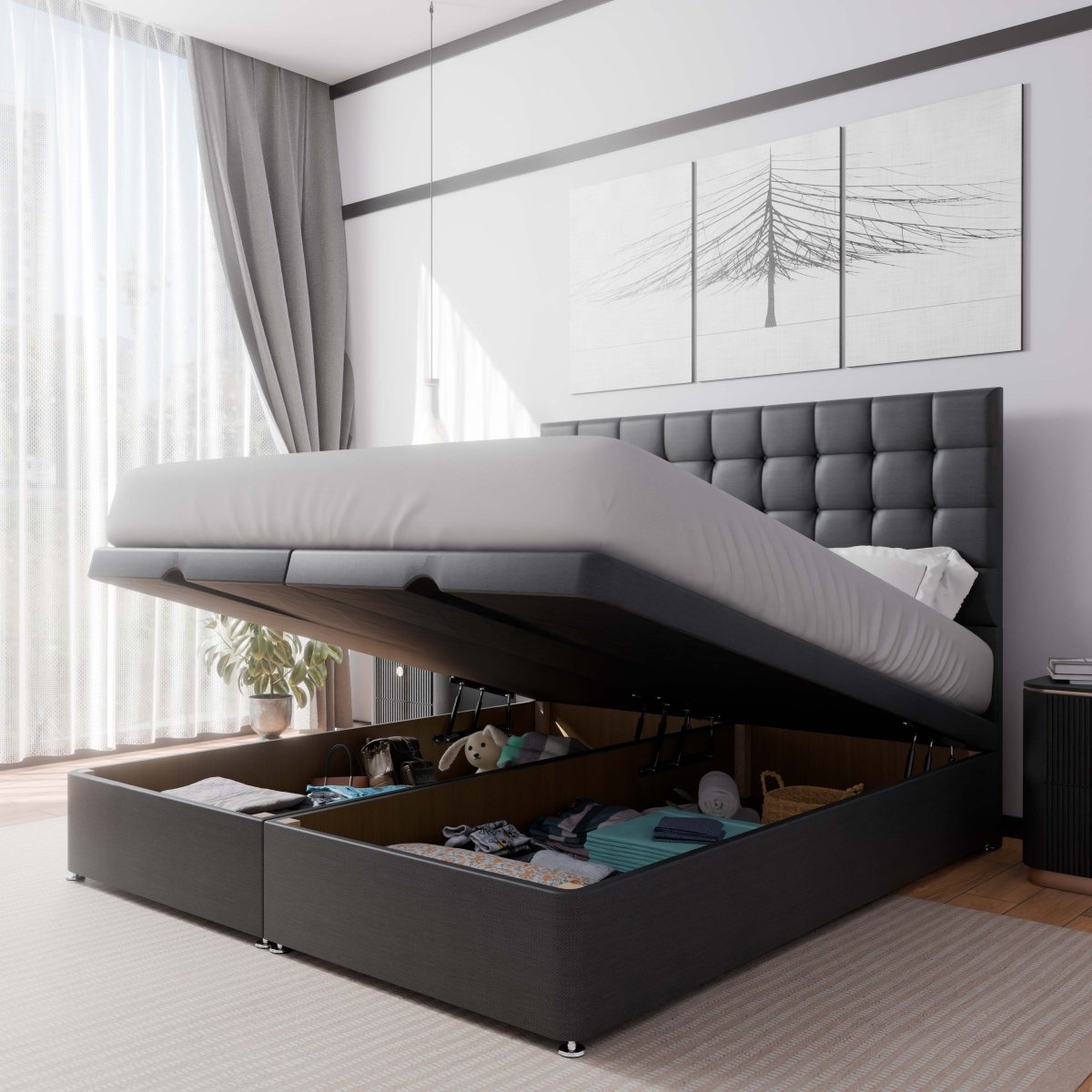 Prague End Lift Ottoman Divan Bed