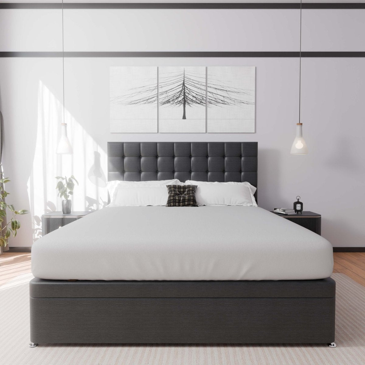 Prague Side Lift Ottoman Storage Divan Bed and Headboard