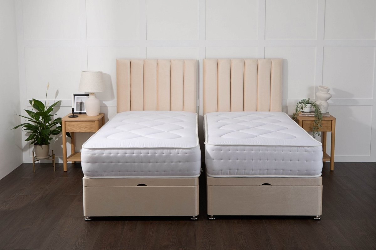 Somna Essential Guest Hotel Zip and Link 2000 Pocket Sprung Ottoman Divan Bed Set - Zip and Link Ottoman Divan Bed Set - 5' King Size x 6'3" Length - SOMNA Beds