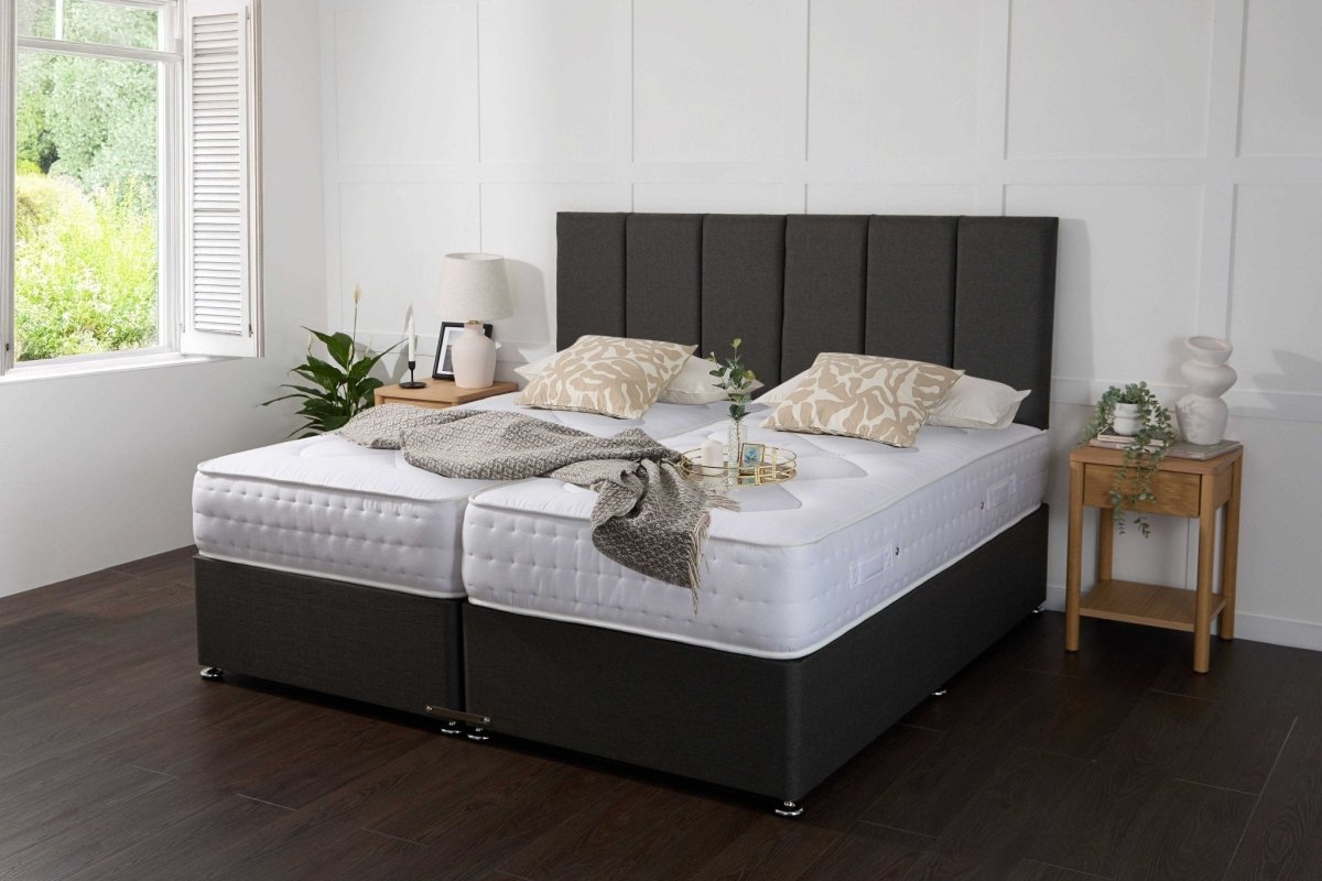 Somna Essentials Guest Hotel Zip and Link 1500 Pocket Sprung Divan Bed Set - 5' King Size x 6'3 Length" - No Storage - SOMNA Beds
