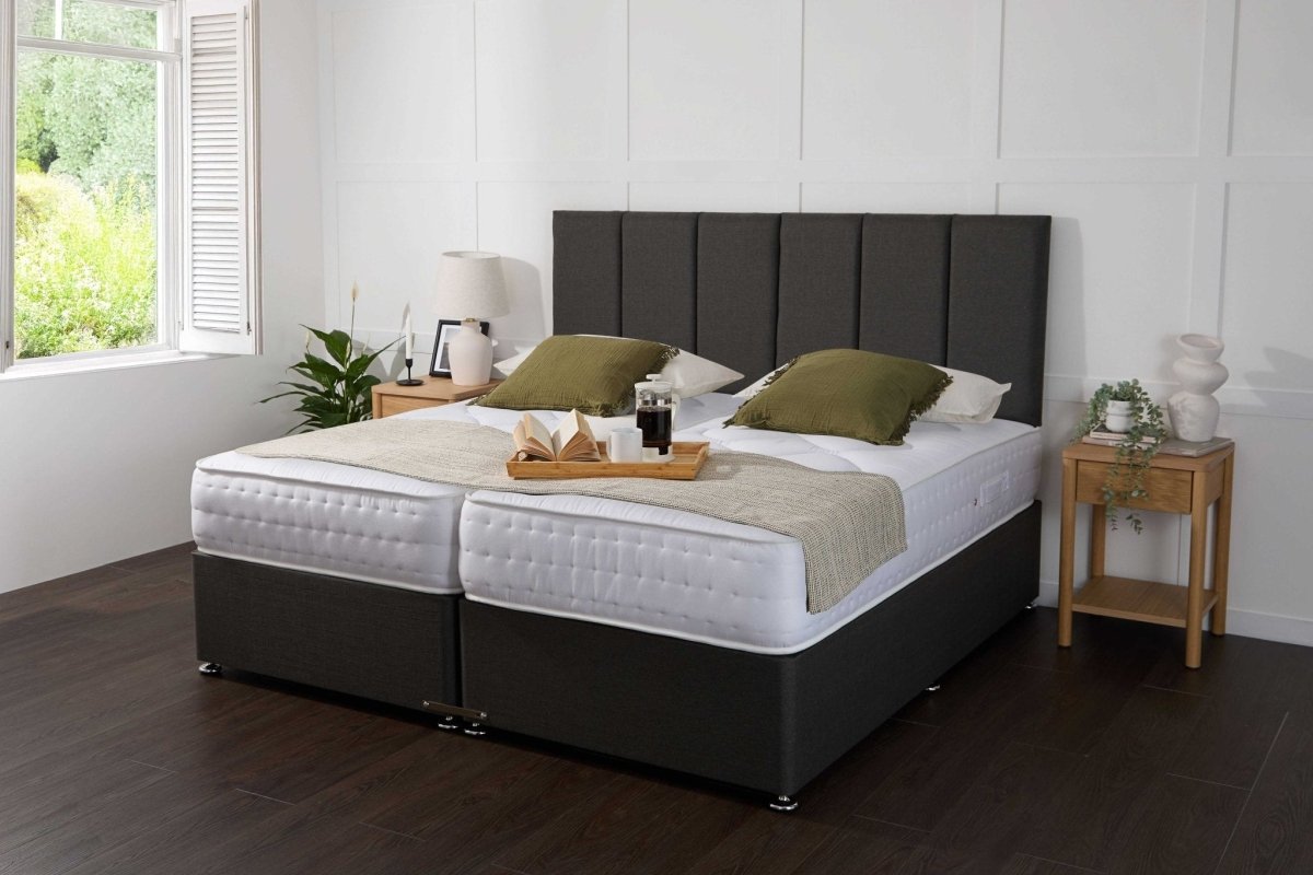 Somna Essentials Guest Hotel Zip and Link 2000 Pocket Sprung Divan Bed Set - 5' King Size x 6'3 Length" - No Storage - SOMNA Beds