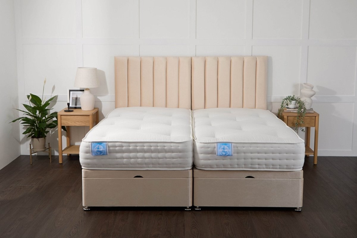 Somna Luxury Hotel Zip and Link 1000 Pocket Sprung Intelligent Fibre Ottoman Divan Bed Set - Zip and Link Ottoman Divan Bed Set - 5' King Size x 6'3" Length - SOMNA Beds