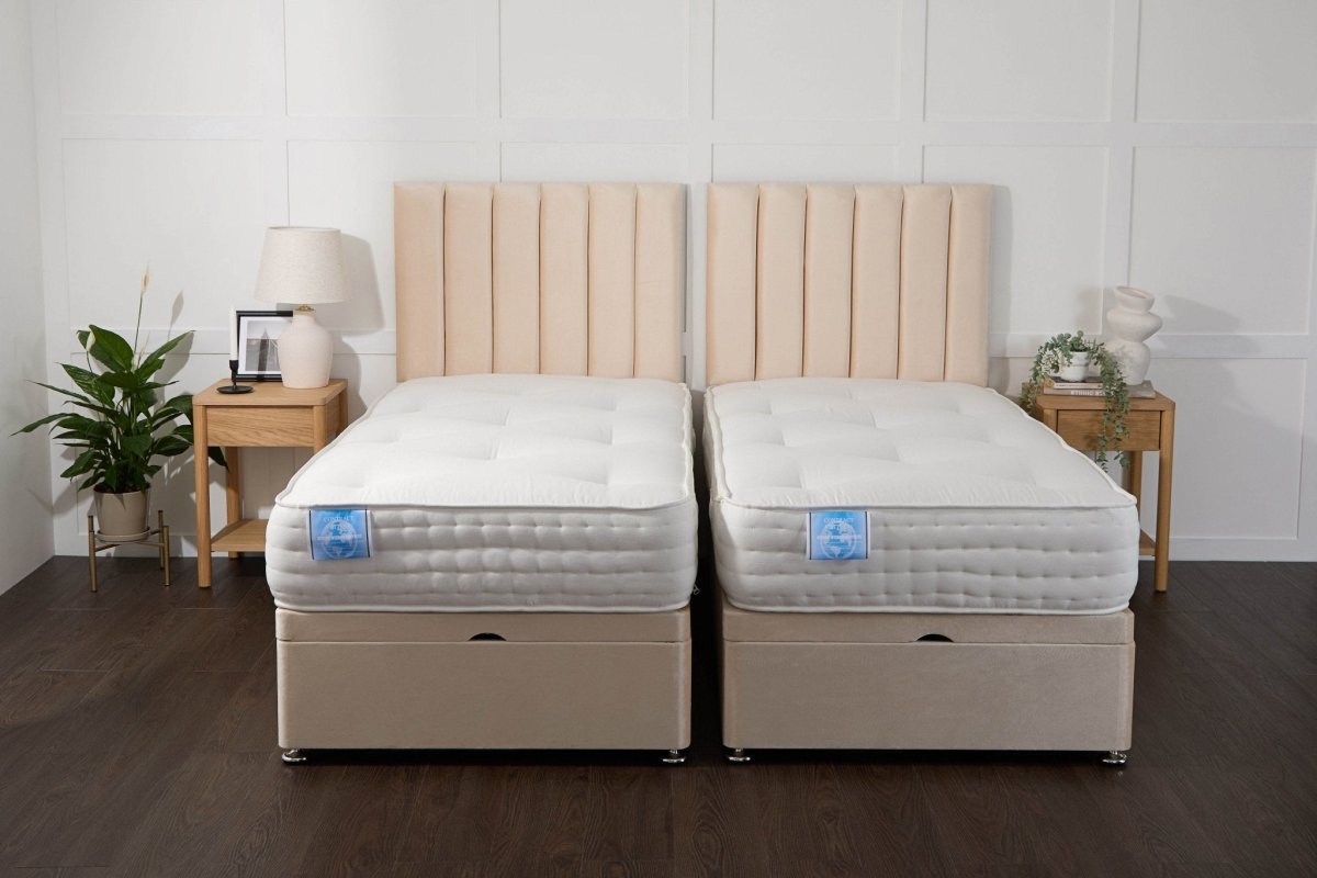 Somna Luxury Hotel Zip and Link 1000 Pocket Sprung Intelligent Fibre Ottoman Divan Bed Set - Zip and Link Ottoman Divan Bed Set - 5' King Size x 6'3" Length - SOMNA Beds