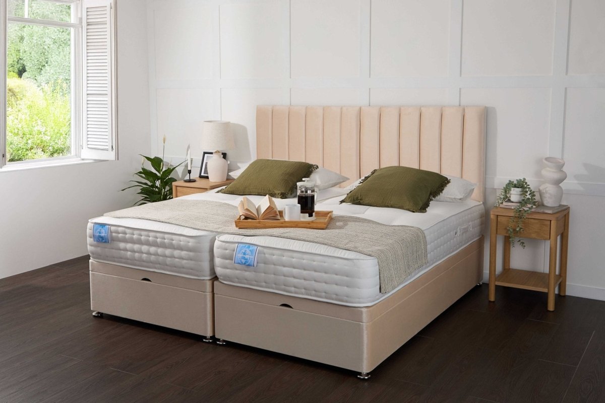 Somna Luxury Hotel Zip and Link 1000 Pocket Sprung Intelligent Fibre Ottoman Divan Bed Set - Zip and Link Ottoman Divan Bed Set - 5' King Size x 6'3" Length - SOMNA Beds