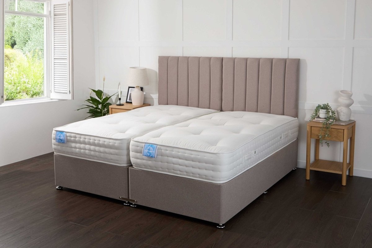 Somna Luxury Hotel Zip and Link 2000 Pocket Sprung Intelligent Fibre Divan Bed Set - 5' King Size x 6'3 Length" - No Storage - SOMNA Beds