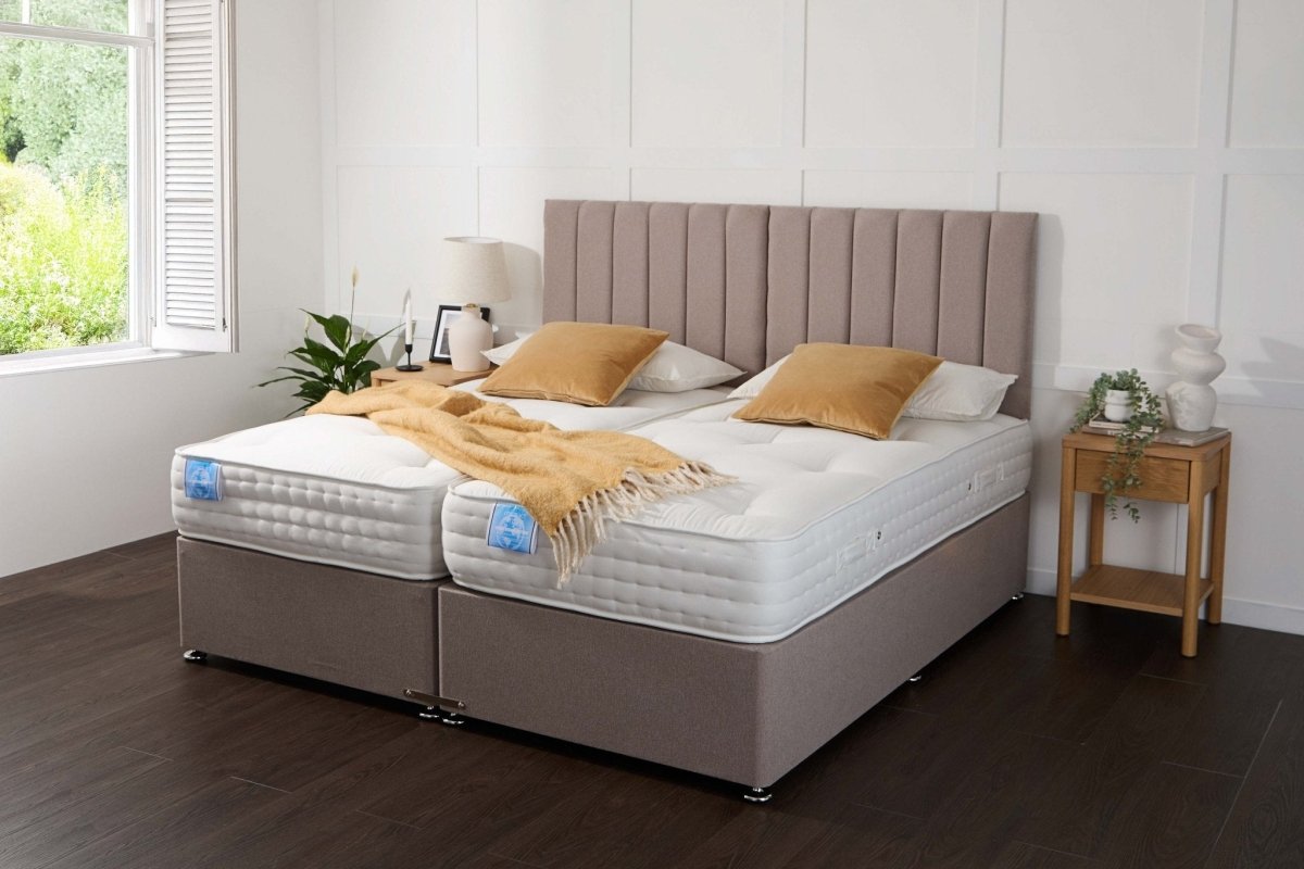 Somna Luxury Hotel Zip and Link 2000 Pocket Sprung Intelligent Fibre Divan Bed Set - 5' King Size x 6'3 Length" - No Storage - SOMNA Beds