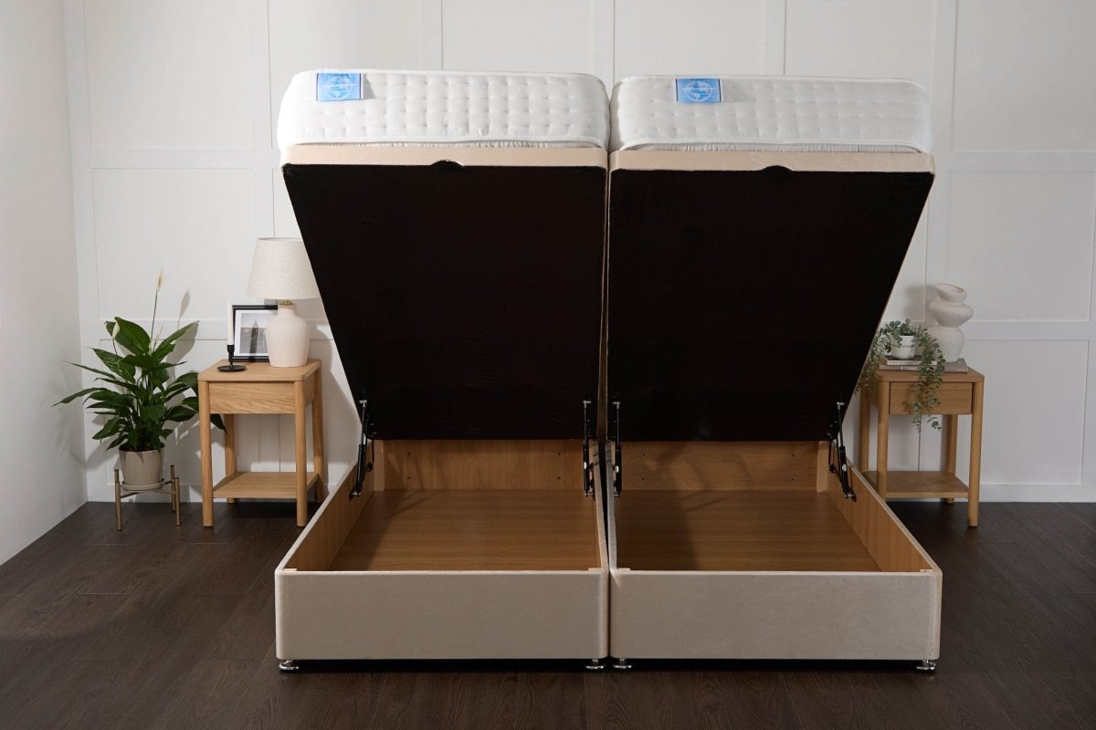 Somna Luxury Hotel Zip and Link 2000 Pocket Sprung Intelligent Fibre Ottoman Divan Bed Set - Zip and Link Ottoman Divan Bed Set - 5' King Size x 6'3" Length - SOMNA Beds