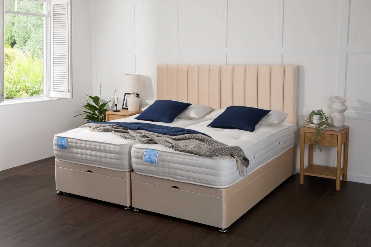 Somna Luxury Hotel Zip and Link 3000 Pocket Sprung Intelligent Memory Ottoman Divan Bed Set - Zip and Link Ottoman Divan Bed Set - 5' King Size x 6'3" Length - SOMNA Beds