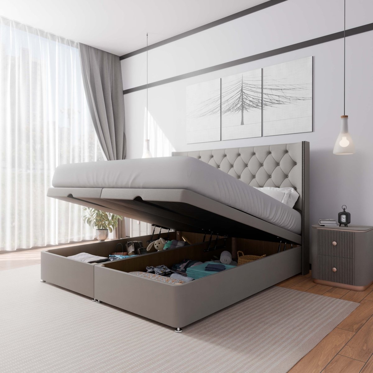 Washington Winged End Lift Ottoman Divan Bed