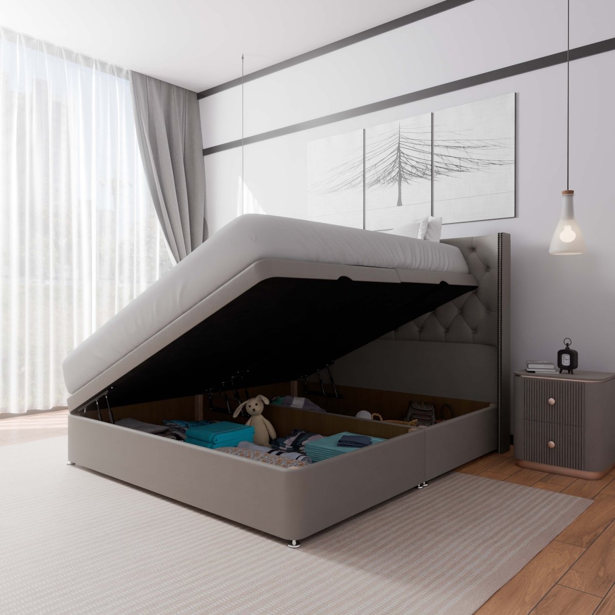 Washington Winged Side Lift Ottoman Divan Bed