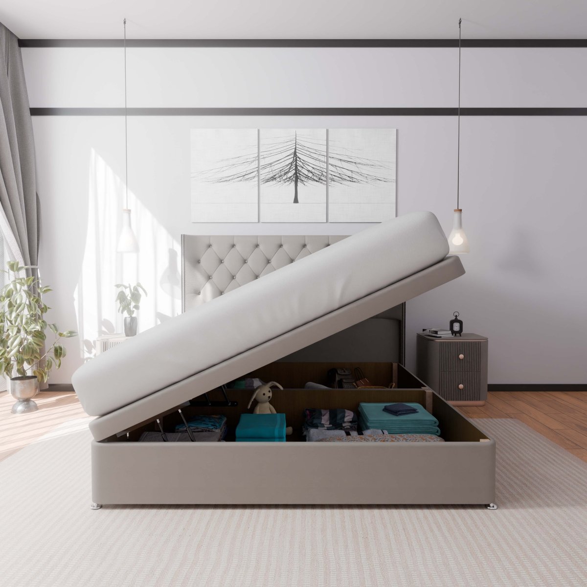 Washington Winged Side Lift Ottoman Divan Bed