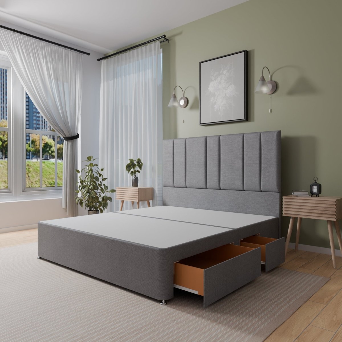 Alaska Floor Standing Headboard With Divan Bed Base