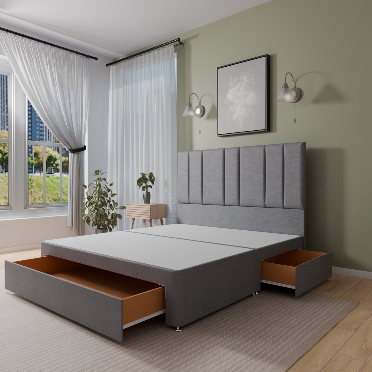 Alaska Floor Standing Headboard With Divan Bed Base