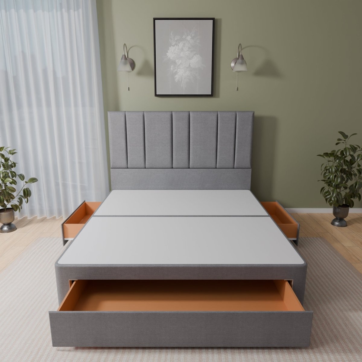 Alaska Floor Standing Headboard With Divan Bed Base