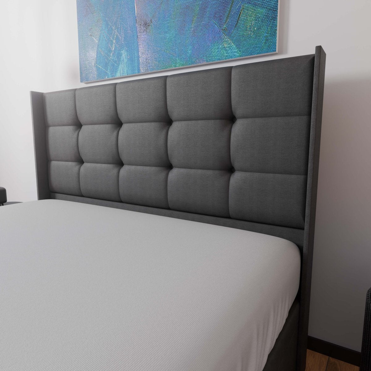 Atlanta Winged Side Lift Ottoman Storage Divan Bed and Floor Standing Headboard