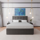 Atlanta Winged Side Lift Ottoman Storage Divan Bed and Floor Standing Headboard