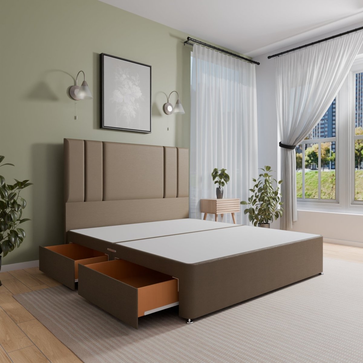 Austin Floor Standing Headboard With Divan Bed Base