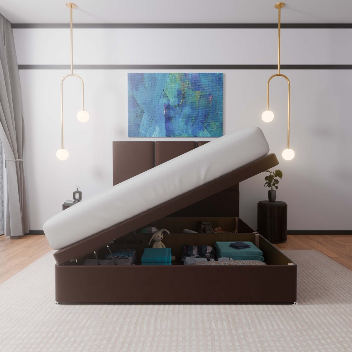 Monaco Side Lift Ottoman Storage Divan Bed and Headboard