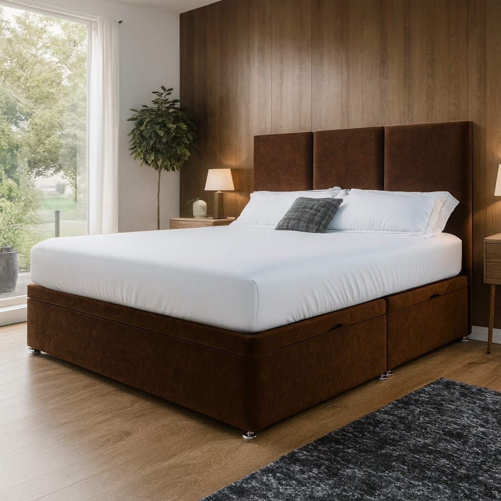 Monaco Side Lift Ottoman Storage Divan Bed and Headboard