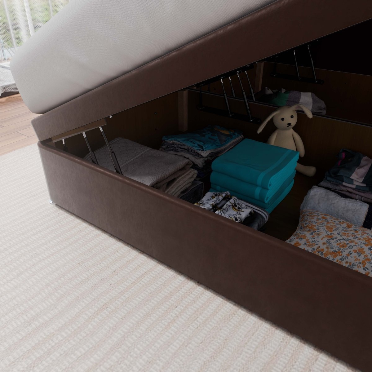 Monaco Side Lift Ottoman Storage Divan Bed and Headboard