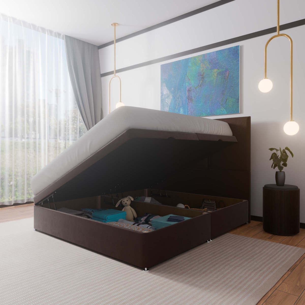 Monaco Side Lift Ottoman Storage Divan Bed and Headboard
