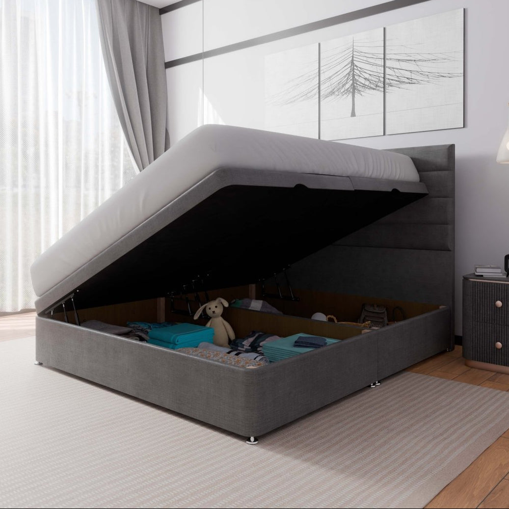 Rome Side Lift Ottoman Storage Divan Bed and Headboard – Midas Beds