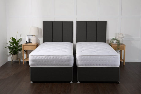 Somna Essentials Guest Hotel Zip and Link 2000 Pocket Sprung Divan Bed Set - 5' King Size x 6'3 Length" - No Storage - SOMNA Beds