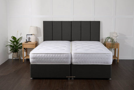 Somna Essentials Guest Hotel Zip and Link 2000 Pocket Sprung Divan Bed Set - 5' King Size x 6'3 Length" - No Storage - SOMNA Beds