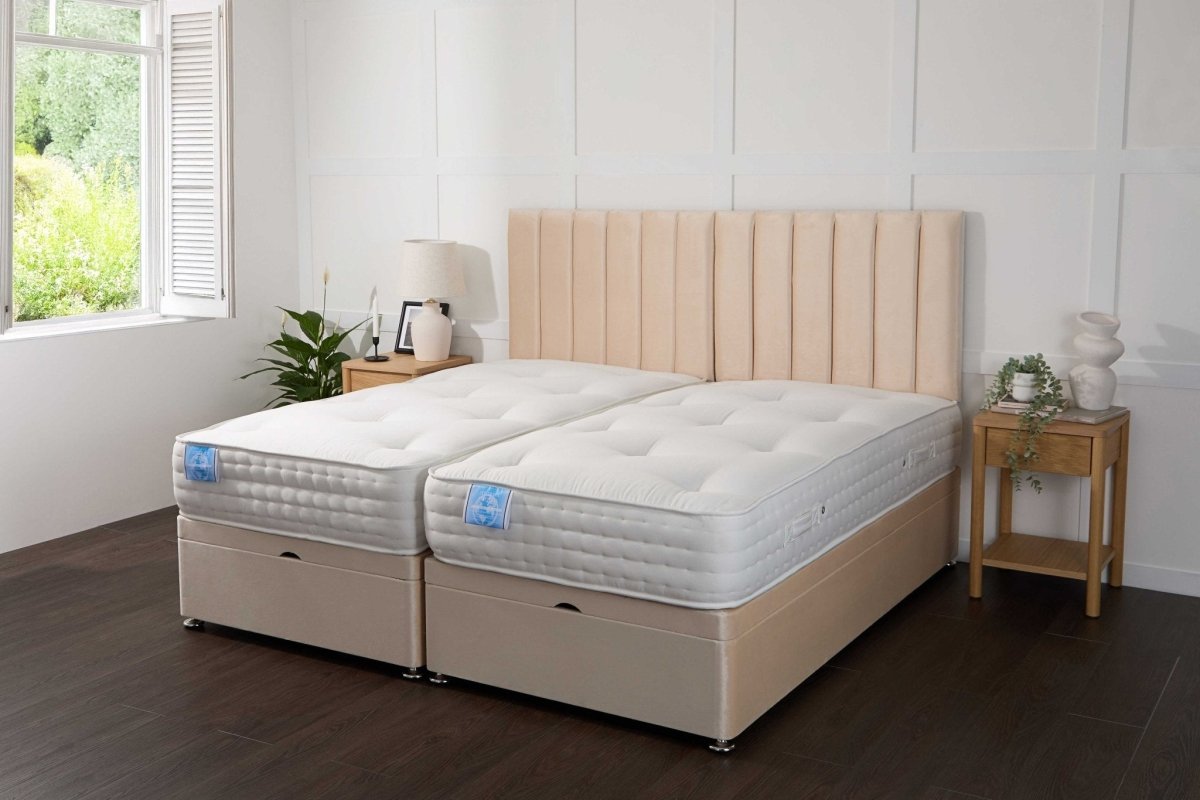 Somna Luxury Hotel Zip and Link 2000 Pocket Sprung Intelligent Fibre Ottoman Divan Bed Set - Zip and Link Ottoman Divan Bed Set - 5' King Size x 6'3" Length - SOMNA Beds