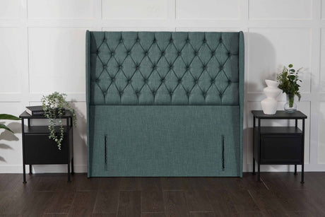 Somna Manhattan Winged Floor Standing Upholstered Headboard - headboard - 2'6 Small Single - Matching Upholstered Buttons - SOMNA Beds