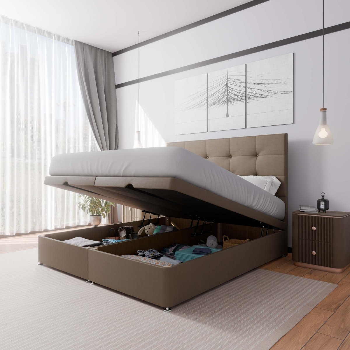Venice End Lift Ottoman Storage Divan Bed and Headboard