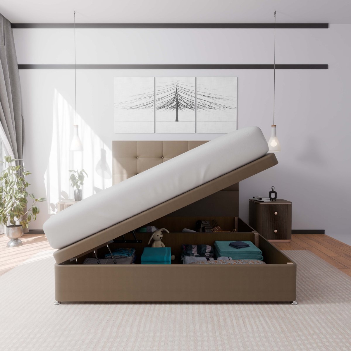 Venice Side Lift Ottoman Storage Divan Bed and Headboard