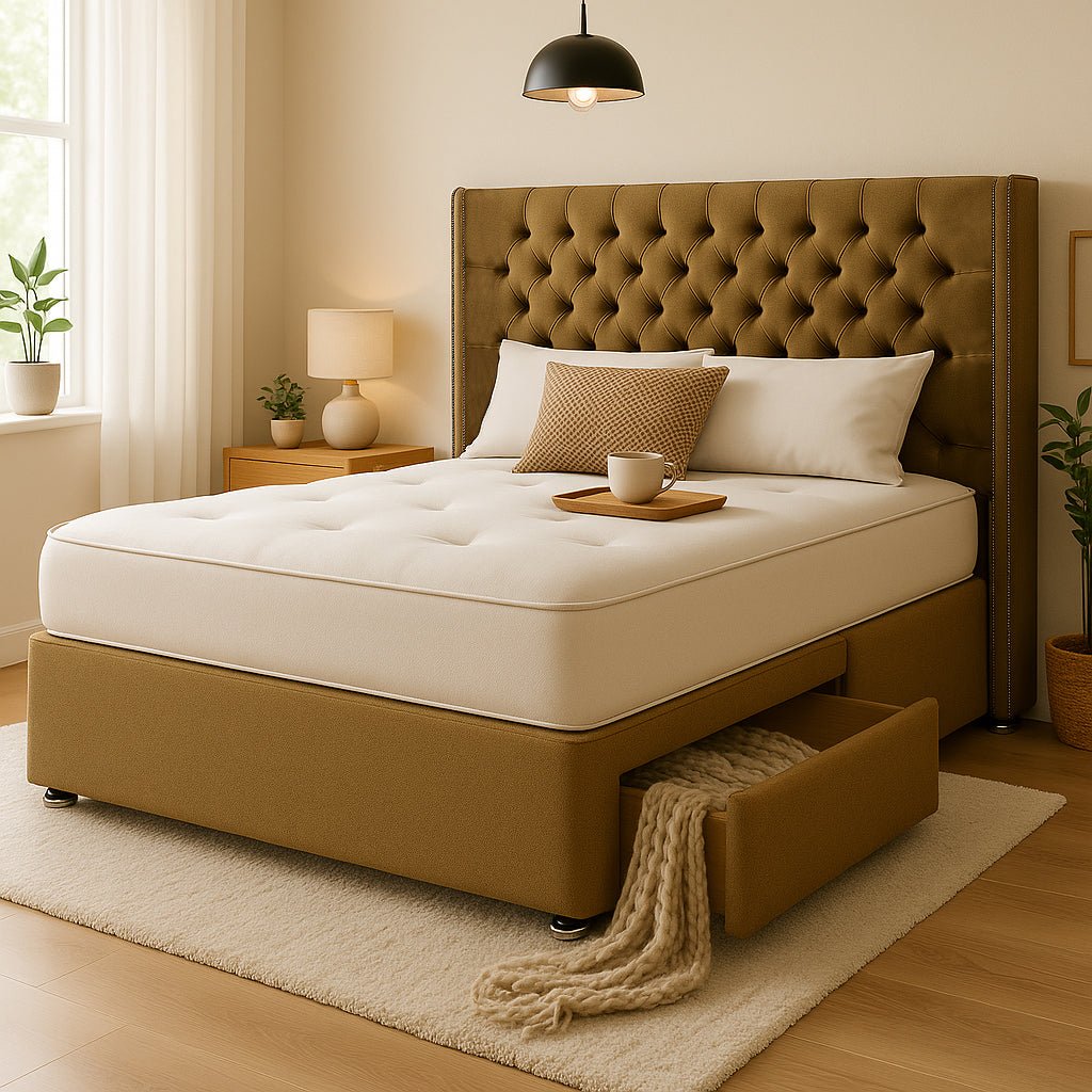 Washington Divan Bed Base with Floor Standing Winged Headboard